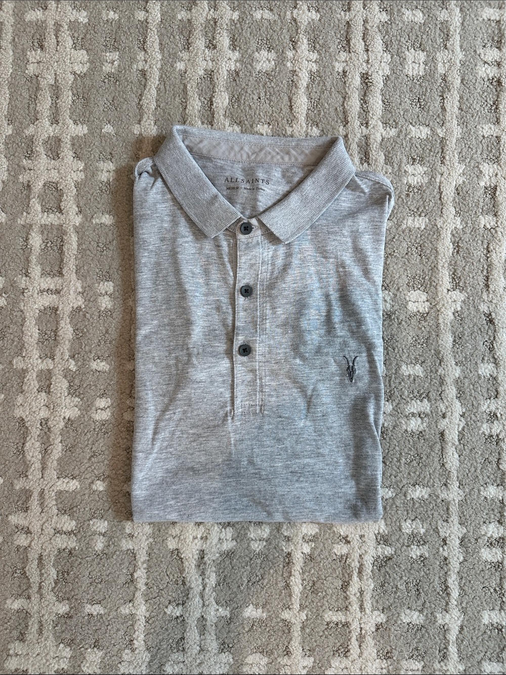 AllSaints Grey Polo Shirt